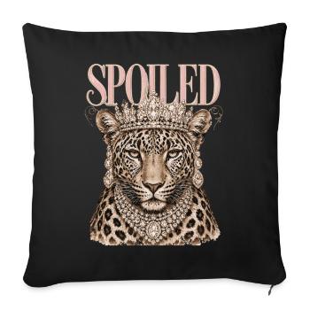 Léopard Gâté Couronne Diamants | Design Reine - Housse de coussin décorative 45 x 45 cm - noir - Devant
