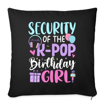 Sécurité de la fille d’anniversaire de la K-Pop - Housse de coussin décorative 45 x 45 cm - noir - Devant