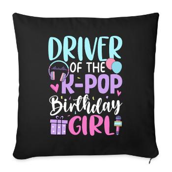 Conductrice de la fille d’anniversaire du K-Pop - Housse de coussin décorative 45 x 45 cm - noir - Devant