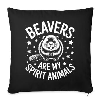 Biber Sprüche Biber Lustiges Biber Geschenk - Sofakissenbezug 45 x 45 cm - Schwarz - Vorne