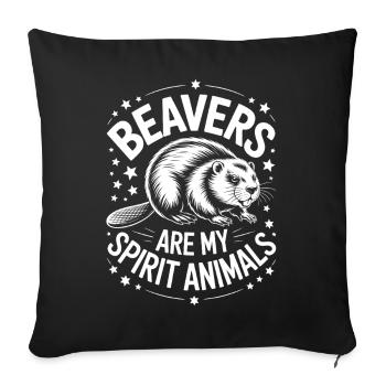 Dictons du castor Drôle de cadeau de castor - Housse de coussin décorative 45 x 45 cm - noir - Devant