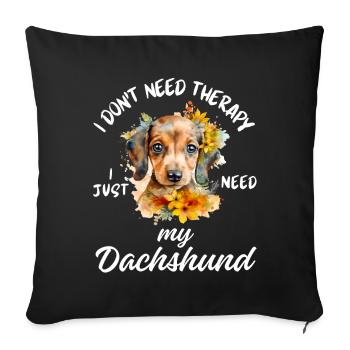 Art de thérapie teckel - Housse de coussin décorative 45 x 45 cm - noir - Devant