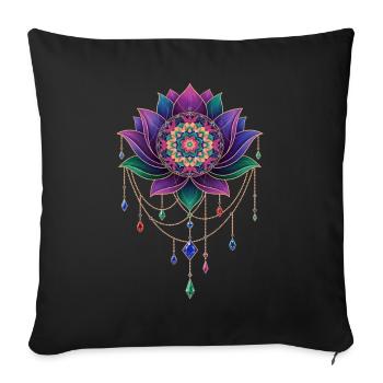 Spiritualité Géométrie Sacrée Fleur de Lotus Zen - Housse de coussin décorative 45 x 45 cm - noir - Devant