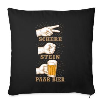 Schere Stein und ein Paar Bier lustige Bier Spruch - Sofakissenbezug 45 x 45 cm - Schwarz - Vorne
