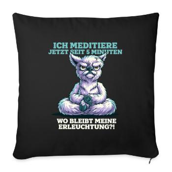 Yoga Alpaka Erleuchtung Meditation Spruch - Sofakissenbezug 45 x 45 cm - Schwarz - Vorne
