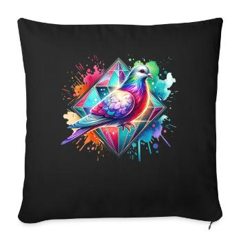 Motif de colombe diamantée - Housse de coussin décorative 45 x 45 cm - noir - Devant