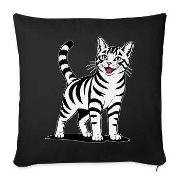 Katze stehend farbig - Sofakissenbezug 45 x 45 cm - Schwarz - Vorne