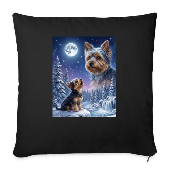 Hurlement vers la Lune Mème Chien Yorkshire Terrier - Housse de coussin décorative 45 x 45 cm - noir - Devant