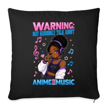 Anime and Music Chibi Black Girl - Sofa pillowcase 17,3'' x 17,3'' (45 x 45 cm) - black - Front