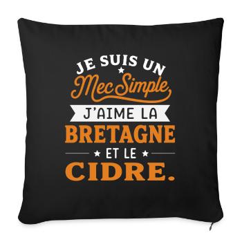 Bretagne Breton Cadeau humour personnalisé - Housse de coussin décorative 45 x 45 cm - noir - Devant