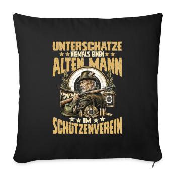 Alter Jäger im Schützenverein - Sofakissenbezug 45 x 45 cm - Schwarz - Vorne