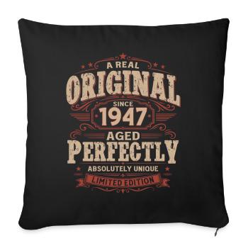 79e anniversaire cadeau Mari Vintage original 1947 - Housse de coussin décorative 45 x 45 cm - noir - Devant