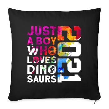 DINO 2021 DINOSAUR 5TH BIRTHDAY - Sofa pillowcase 17,3'' x 17,3'' (45 x 45 cm) - black - Front