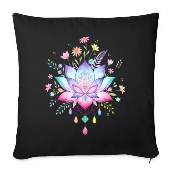 Spirituality Lotus Flower Yoga Meditation Zen - Sofa pillowcase 17,3'' x 17,3'' (45 x 45 cm) - black - Front