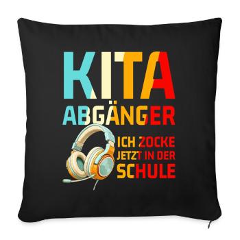 Schulanfang 2026 Einschulung Junge Mädchen Kita - Sofakissenbezug 45 x 45 cm - Schwarz - Vorne
