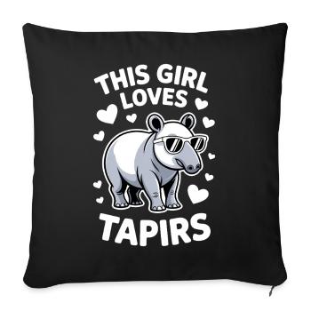 Dictons de tapir Tapir Drôle de cadeau de tapir - Housse de coussin décorative 45 x 45 cm - noir - Devant