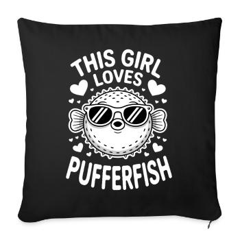 Puffer Fish Sayings Funny Puffer Fish Gift - Sofa pillowcase 17,3'' x 17,3'' (45 x 45 cm) - black - Front