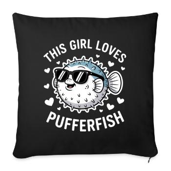 Puffer Fish Sayings Funny Puffer Fish Gift - Sofa pillowcase 17,3'' x 17,3'' (45 x 45 cm) - black - Front