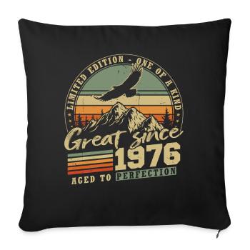 1976 Vintage Vintage Anniversaire Rétro - Housse de coussin décorative 45 x 45 cm - noir - Devant