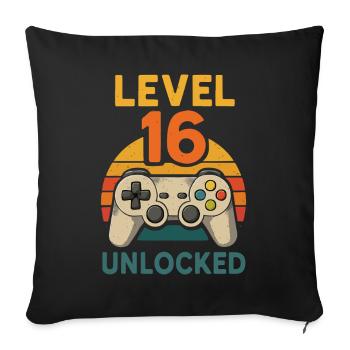 16e anniversaire - Housse de coussin décorative 45 x 45 cm - noir - Devant