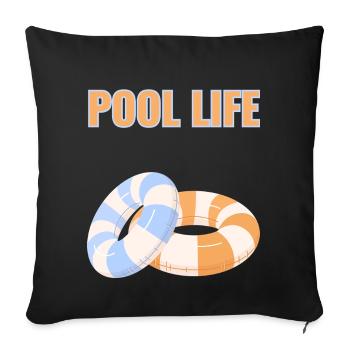 Vie en piscine – Été dans votre piscine préférée - Housse de coussin décorative 45 x 45 cm - noir - Devant