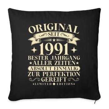 Vintage 1991 Jahrgang Geburtstag Retro - Sofakissenbezug 45 x 45 cm - Schwarz - Vorne