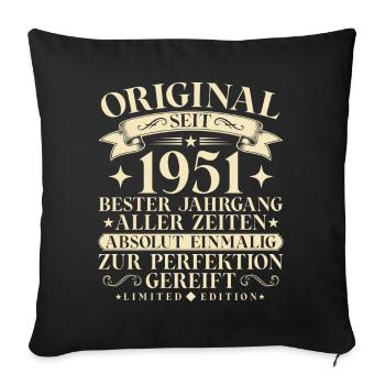 Vintage 1951 Jahrgang Geburtstag Retro - Sofakissenbezug 45 x 45 cm - Schwarz - Vorne