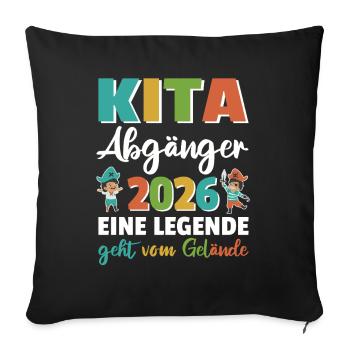 Kita Abgänger 2026 eine Legende Pirat - Sofakissenbezug 45 x 45 cm - Schwarz - Vorne