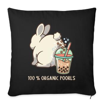 Bubble Tea Boba Drôle de Lapin mignon - Housse de coussin décorative 45 x 45 cm - noir - Devant