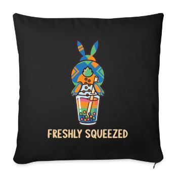 Bubble Tea Boba Drôle de Lapin mignon - Housse de coussin décorative 45 x 45 cm - noir - Devant