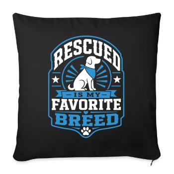 Rescued est ma race préférée pour animaux de sauvetage - Housse de coussin décorative 45 x 45 cm - noir - Devant