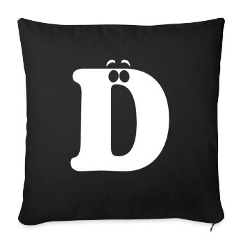 Large D Style Print | Letter D funny D logo - Sofa pillowcase 17,3'' x 17,3'' (45 x 45 cm) - black - Front