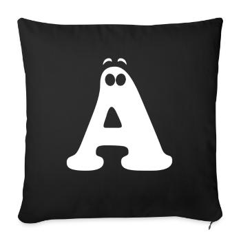 Imprimé grand style A | Lettre A du logo A drôle - Housse de coussin décorative 45 x 45 cm - noir - Devant