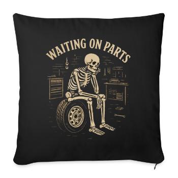 Skeleton in the workshop – waiting for parts - Sofa pillowcase 17,3'' x 17,3'' (45 x 45 cm) - black - Front