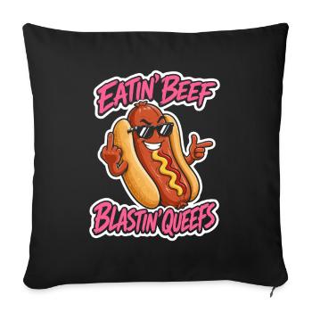 Autocollant Beef Hot Dog Queen - Housse de coussin décorative 45 x 45 cm - noir - Devant