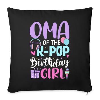 Oma de la fille d’anniversaire K-Pop - Housse de coussin décorative 45 x 45 cm - noir - Devant