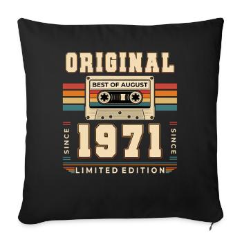 Cadeau du 55e anniversaire Août 1971 - Housse de coussin décorative 45 x 45 cm - noir - Devant