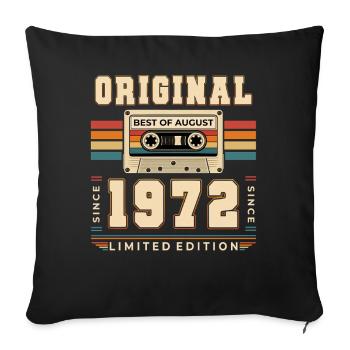 54th Birthday Gift August Vintage 1972 - Sofa pillowcase 17,3'' x 17,3'' (45 x 45 cm) - black - Front