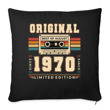 56th Birthday Gift August Vintage 1970's - Sofa pillowcase 17,3'' x 17,3'' (45 x 45 cm) - black - Front