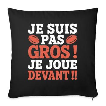 Rugby Cadeau humour personnalisé - Housse de coussin décorative 45 x 45 cm - noir - Devant