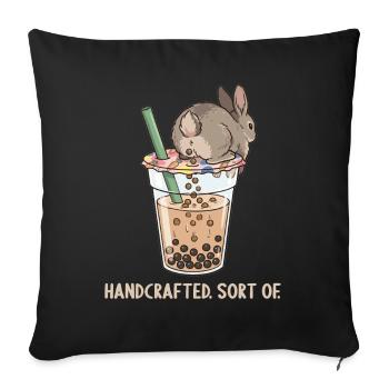 Bubble Tea Boba Drôle de Lapin mignon - Housse de coussin décorative 45 x 45 cm - noir - Devant