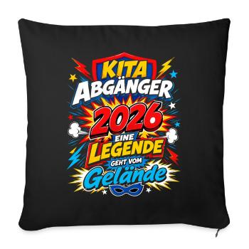 Kita Abgänger 2026 im Superhelden-Comic - Sofakissenbezug 45 x 45 cm - Schwarz - Vorne