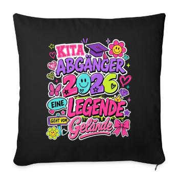Kita Abgänger 2026 – Bunte Abschiedslegende - Sofakissenbezug 45 x 45 cm - Schwarz - Vorne