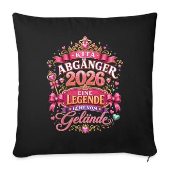 Kita Abgänger 2026 im Prinzessinnenstil - Sofakissenbezug 45 x 45 cm - Schwarz - Vorne