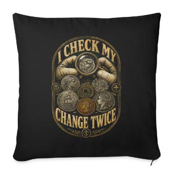 Coin Collector Numismatics Coin Collecting - Sofa pillowcase 17,3'' x 17,3'' (45 x 45 cm) - black - Front