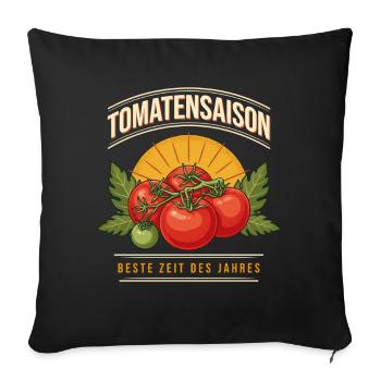 Tomatensaison – Beste Zeit des Jahres - Sofakissenbezug 45 x 45 cm - Schwarz - Vorne
