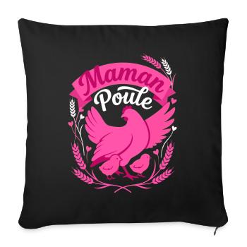 Maman Poule Mignonne Rose Fête des Mères - Housse de coussin décorative 45 x 45 cm - noir - Devant