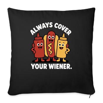 Always cover the Viennese! Funny hot dog - Sofa pillowcase 17,3'' x 17,3'' (45 x 45 cm) - black - Front