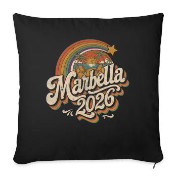 Marbella 2026 Retro Strand-Design - Sofakissenbezug 45 x 45 cm - Schwarz - Vorne