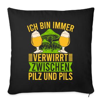 Pilzsuche Es Pilzt Wieder Pilz-Sammler - Sofakissenbezug 45 x 45 cm - Schwarz - Vorne